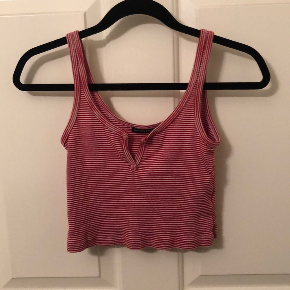 Brandy Melville Red and White Stripe crop top